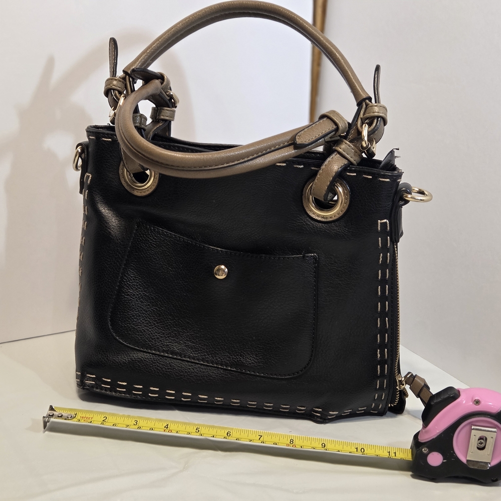 Black and Taupe Women’s Top-Handle Tote Bag